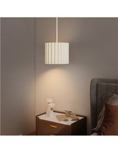 HOMCOM Linen Pendant Light, Modern Wave Ceiling Light Shade, E27 Lampshade for Living Room, Bedroom, Kitchen, Hallway, White