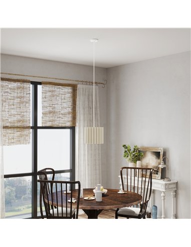HOMCOM Linen Pendant Light, Modern Wave Ceiling Light Shade, E27 Lampshade for Living Room, Bedroom, Kitchen, Hallway, White