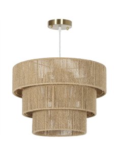 HOMCOM Hemp Rope Ceiling Light, 3-Layer Boho Pendant Light, E14 Vintage Ceiling Lamp Fixtures for Living Room, Bedroom, Kitchen,