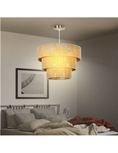 HOMCOM Hemp Rope Ceiling Light, 3-Layer Boho Pendant Light, E14 Vintage Ceiling Lamp Fixtures for Living Room, Bedroom, Kitchen, 2