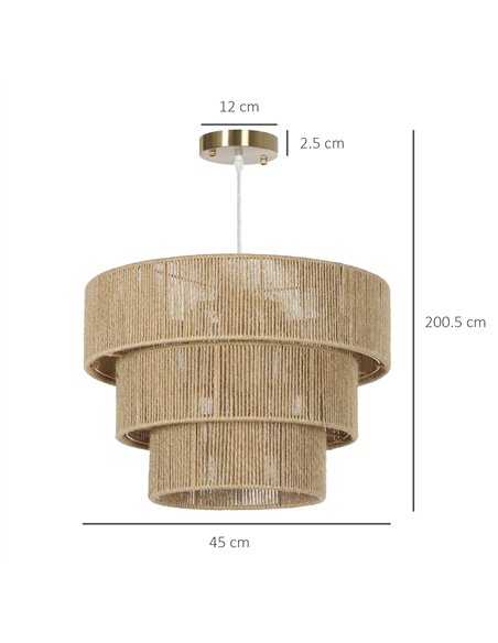 HOMCOM Hemp Rope Ceiling Light, 3-Layer Boho Pendant Light, E14 Vintage Ceiling Lamp Fixtures for Living Room, Bedroom, Kitchen, - pic 161636 | FastDaddyshop