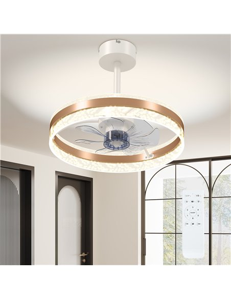HOMCOM Ceiling Fan with LED Light and Remote - Gold Tone - pic 161643 | FastDaddyshop