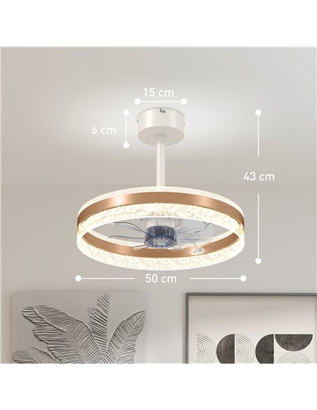 HOMCOM Ceiling Fan with LED Light and Remote - Gold Tone - pic 161645 | FastDaddyshop