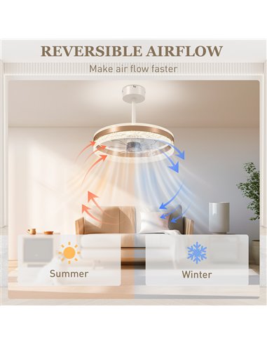 HOMCOM Ceiling Fan with LED Light and Remote - Gold Tone