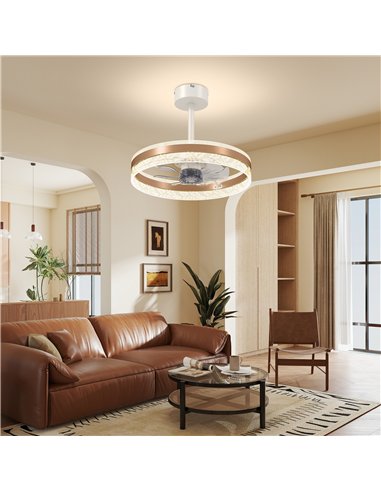 HOMCOM Ceiling Fan with LED Light and Remote - Gold Tone