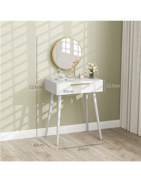 HOMCOM Elegant Dressing Table, with Round Mirror, 60 x 40 x 123 cm - White - pic 161663 | FastDaddyshop