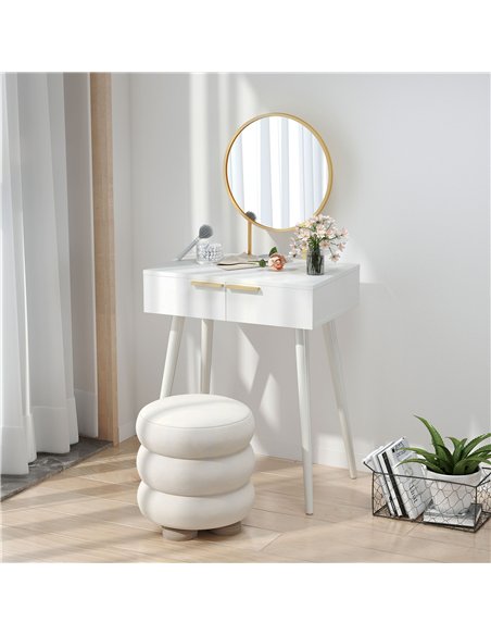HOMCOM Elegant Dressing Table, with Round Mirror, 60 x 40 x 123 cm - White - pic 161667 | FastDaddyshop