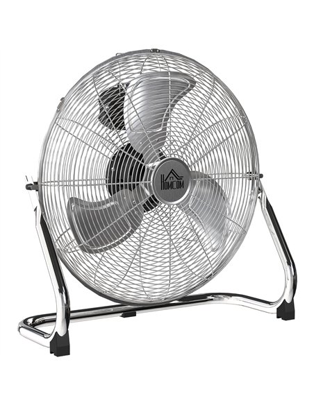 HOMCOM 20 Inches Chrome Metal Floor Fan, High Power 3-Speed Home Gym with Adjustable Head, Portable Desk & Table Fan for Home Of - pic 161679 | FastDaddyshop
