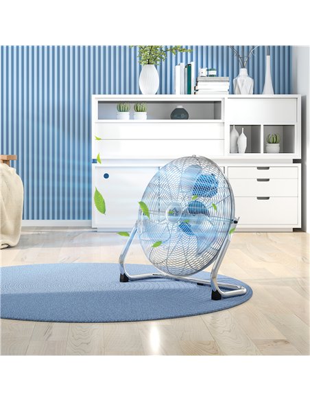 HOMCOM 20 Inches Chrome Metal Floor Fan, High Power 3-Speed Home Gym with Adjustable Head, Portable Desk & Table Fan for Home Of - pic 161680 | FastDaddyshop