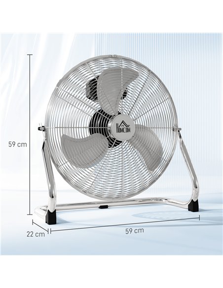 HOMCOM 20 Inches Chrome Metal Floor Fan, High Power 3-Speed Home Gym with Adjustable Head, Portable Desk & Table Fan for Home Of - pic 161681 | FastDaddyshop