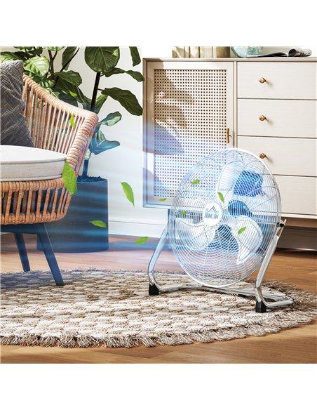 HOMCOM 20 Inches Chrome Metal Floor Fan, High Power 3-Speed Home Gym with Adjustable Head, Portable Desk & Table Fan for Home Of - pic 161686 | FastDaddyshop