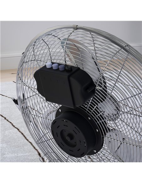 HOMCOM 20 Inches Chrome Metal Floor Fan, High Power 3-Speed Home Gym with Adjustable Head, Portable Desk & Table Fan for Home Of - pic 161687 | FastDaddyshop
