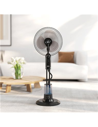 HOMCOM Pedestal Fan with Water Mist Spray, Spray Misting Fan with 70° Oscillation, Tilt Head, 3 Speeds, 3 Modes, Adjustable Mist
