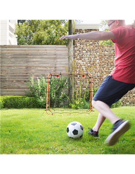 HOMCOM Double Sided Football Rebounder Net, Football Rebound Goal with Five Adjustable Angles, Orange - pic 161698 | FastDaddyshop
