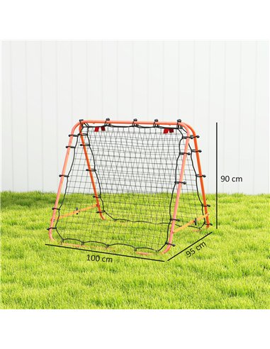 HOMCOM Double Sided Football Rebounder Net, Football Rebound Goal with Five Adjustable Angles, Orange