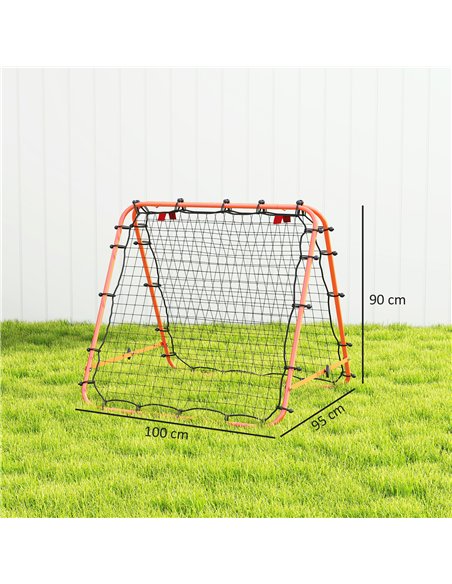 HOMCOM Double Sided Football Rebounder Net, Football Rebound Goal with Five Adjustable Angles, Orange - pic 161699 | FastDaddyshop