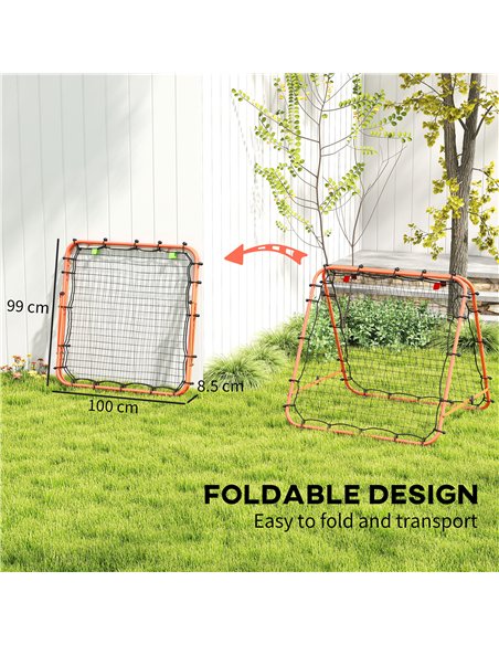 HOMCOM Double Sided Football Rebounder Net, Football Rebound Goal with Five Adjustable Angles, Orange - pic 161701 | FastDaddyshop