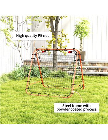 HOMCOM Double Sided Football Rebounder Net, Football Rebound Goal with Five Adjustable Angles, Orange