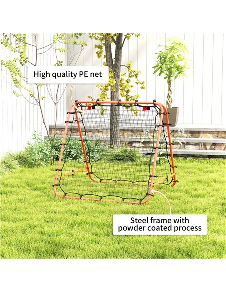 HOMCOM Double Sided Football Rebounder Net, Football Rebound Goal with Five Adjustable Angles, Orange - pic 161702 | FastDaddyshop