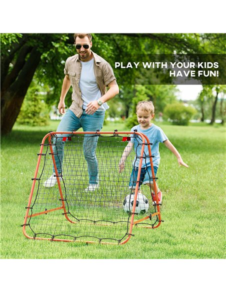 HOMCOM Double Sided Football Rebounder Net, Football Rebound Goal with Five Adjustable Angles, Orange - pic 161703 | FastDaddyshop