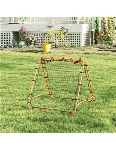 HOMCOM Double Sided Football Rebounder Net, Football Rebound Goal with Five Adjustable Angles, Orange