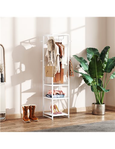 HOMCOM Multi-Storage Clothes Rack - White