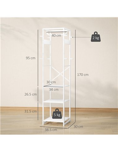 HOMCOM Multi-Storage Clothes Rack - White