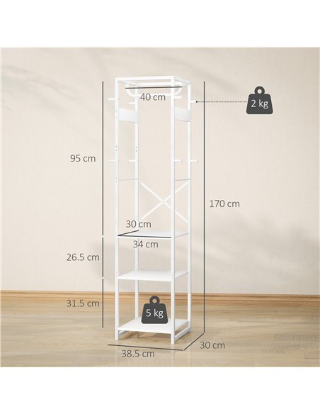 HOMCOM Multi-Storage Clothes Rack - White - pic 161726 | FastDaddyshop