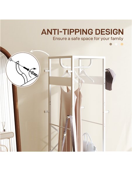 HOMCOM Multi-Storage Clothes Rack - White - pic 161728 | FastDaddyshop