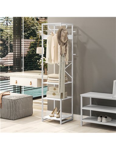 HOMCOM Multi-Storage Clothes Rack - White