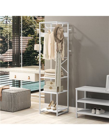 HOMCOM Multi-Storage Clothes Rack - White - pic 161731 | FastDaddyshop