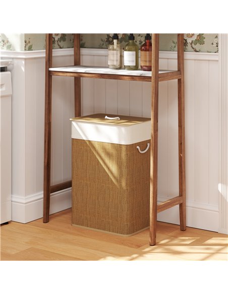 HOMCOM Bamboo Laundry Basket with Lid, 72L Laundry Hamper with Rope Handles, Washing Basket with Removable Washable Liner Bag fo - pic 161734 | FastDaddyshop