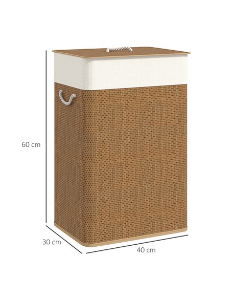 HOMCOM Bamboo Laundry Basket with Lid, 72L Laundry Hamper with Rope Handles, Washing Basket with Removable Washable Liner Bag fo - pic 161735 | FastDaddyshop