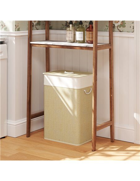 HOMCOM Bamboo Laundry Basket with Lid, 72L Laundry Hamper with Rope Handles, Washing Basket with Removable Washable Liner Bag fo - pic 161743 | FastDaddyshop