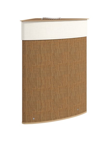 HOMCOM Bamboo Laundry Basket with Lid, 55L Corner Laundry Hamper with Removable Washable Liner Bag, Bathroom Triangle Washing Ba - pic 161751 | FastDaddyshop