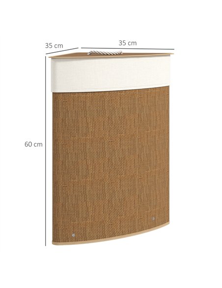 HOMCOM Bamboo Laundry Basket with Lid, 55L Corner Laundry Hamper with Removable Washable Liner Bag, Bathroom Triangle Washing Ba - pic 161753 | FastDaddyshop