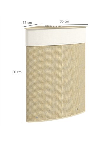 HOMCOM Bamboo Laundry Basket with Lid, 55L Corner Laundry Hamper with Removable Washable Liner Bag, Bathroom Triangle Washing Ba