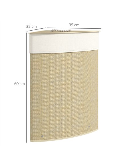 HOMCOM Bamboo Laundry Basket with Lid, 55L Corner Laundry Hamper with Removable Washable Liner Bag, Bathroom Triangle Washing Ba - pic 161762 | FastDaddyshop