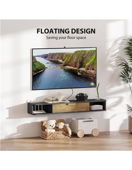 HOMCOM 120 cm Floating TV Stand with Storage - Charcoal Grey - pic 161781 | FastDaddyshop