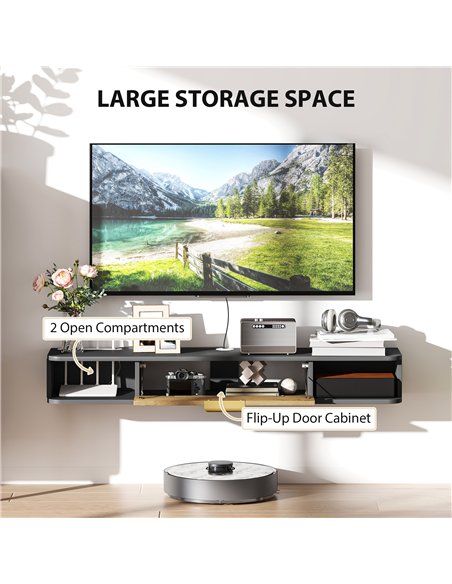 HOMCOM 120 cm Floating TV Stand with Storage - Charcoal Grey - pic 161782 | FastDaddyshop