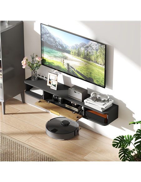 HOMCOM 120 cm Floating TV Stand with Storage - Charcoal Grey - pic 161784 | FastDaddyshop