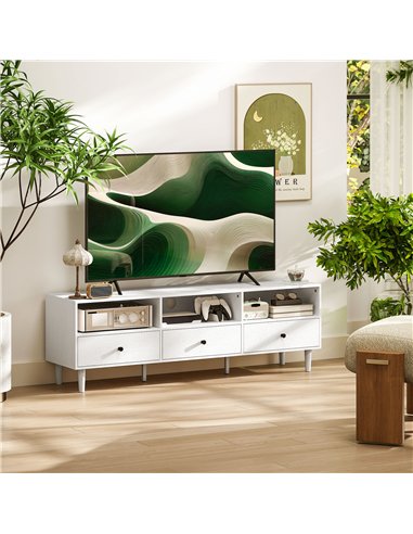HOMCOM Multi-Storage Minimal TV Stand - White