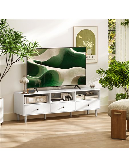 HOMCOM Multi-Storage Minimal TV Stand - White - pic 161788 | FastDaddyshop