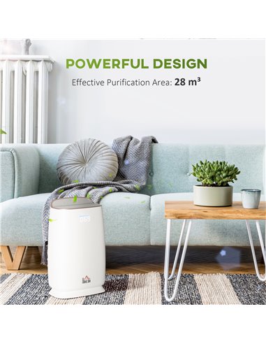 Homcom Quiet Air Purifiers with 3-Stage Carbon HEPA Filtration System, Air Monitor, Timer