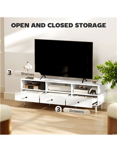 HOMCOM Multi-Storage Minimal TV Stand - White