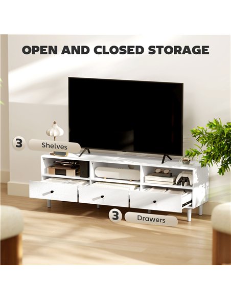 HOMCOM Multi-Storage Minimal TV Stand - White - pic 161790 | FastDaddyshop