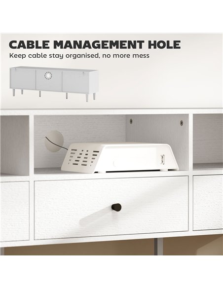 HOMCOM Multi-Storage Minimal TV Stand - White - pic 161791 | FastDaddyshop