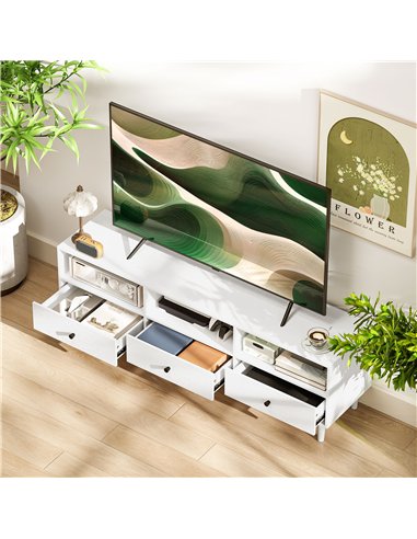 HOMCOM Multi-Storage Minimal TV Stand - White