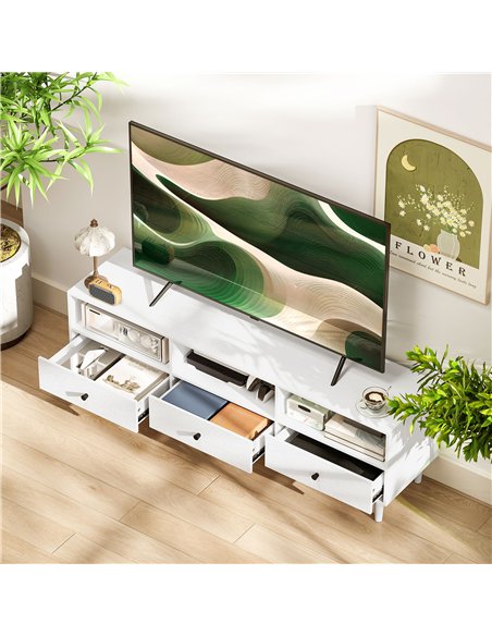 HOMCOM Multi-Storage Minimal TV Stand - White - pic 161792 | FastDaddyshop