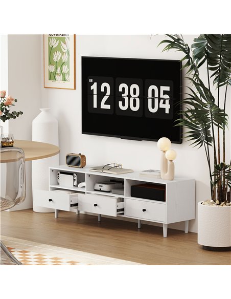HOMCOM Multi-Storage Minimal TV Stand - White - pic 161793 | FastDaddyshop